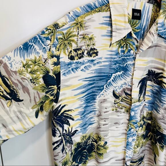 Mens Silk Hawaiian Shirt, Classic Style and Fit Label Silk silk Icon 100 Silk - Picture 7 of 7